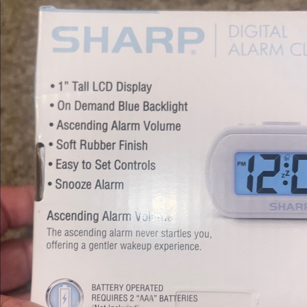 Sharp White Digital Alarm Clock Large Display - Picture 4 of 6